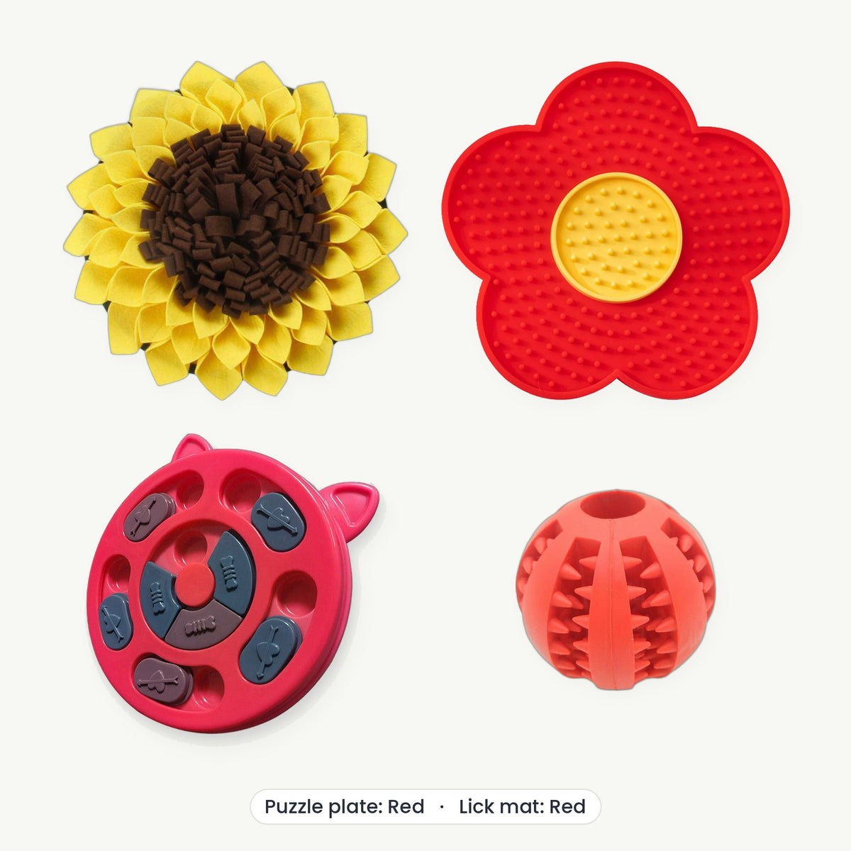 Enrichment Kit – Puzzle plate Red, Lick mat Red