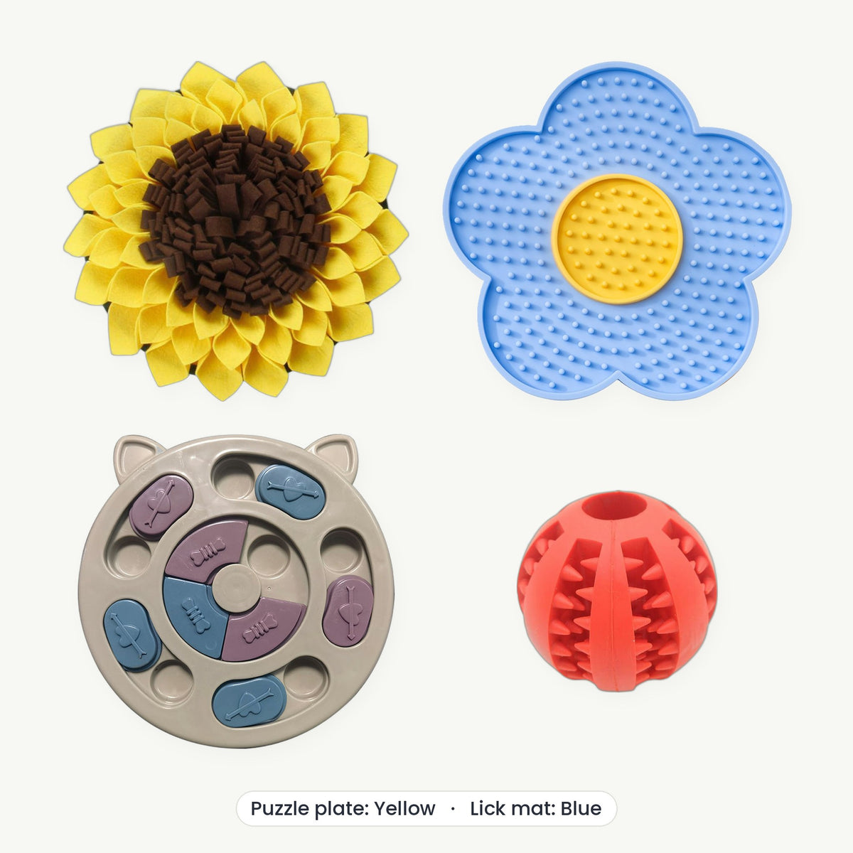 Enrichment Kit – Puzzle plate Yellow, Lick mat Blue