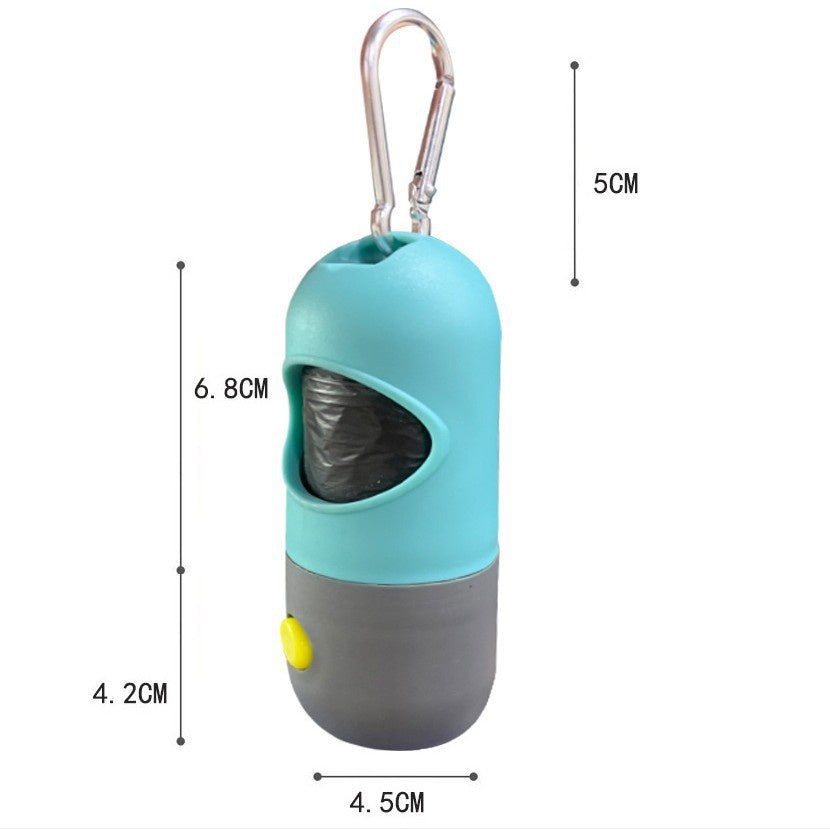LED Dog Waste Bag Dispenser - Leash Clip Holder with Built-In Light
